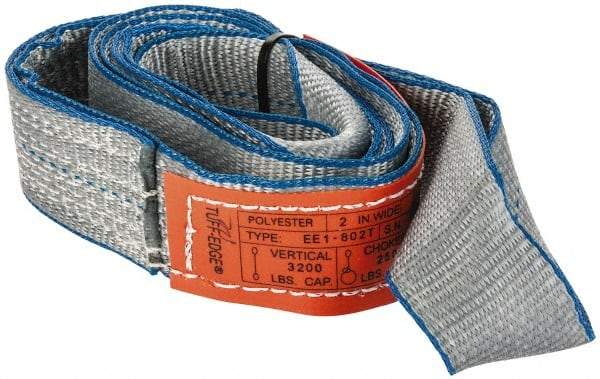 Lift-All - 6' Long x 2" Wide, 3,200 Lb Vertical Capacity, 1 Ply, Polyester Web Sling - 2,500 Lb Choker Capacity, Silver (Color) - Industrial Tool & Supply