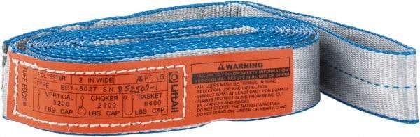 Lift-All - 16' Long x 2" Wide, 3,200 Lb Vertical Capacity, 1 Ply, Polyester Web Sling - 2,500 Lb Choker Capacity, Silver (Color) - Industrial Tool & Supply