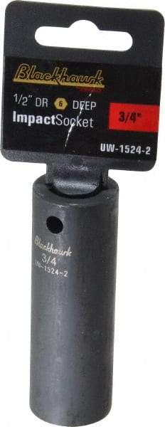 Blackhawk by Proto - 1/2" Drive 3/4" Deep Impact Socket - 6 Points, 3-5/16" OAL - Industrial Tool & Supply