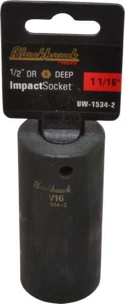 Blackhawk by Proto - 1/2" Drive 1-1/16" Deep Impact Socket - 6 Points, 3-1/2" OAL - Industrial Tool & Supply