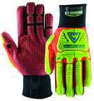 Synthetic Red Reinforced Dotted Double Palm Gloves Large - Industrial Tool & Supply