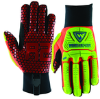 Synthetic Leather Double Palm Reinforced Red Silicone Palm Gloves 2X-Large - Industrial Tool & Supply