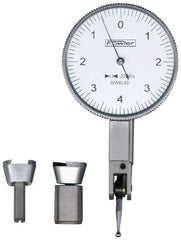 Fowler - 0.08 mm Range, 0.01 mm Dial Graduation, Horizontal Dial Test Indicator - 1-1/4 Inch White Dial, 0-40-0 Dial Reading - Industrial Tool & Supply