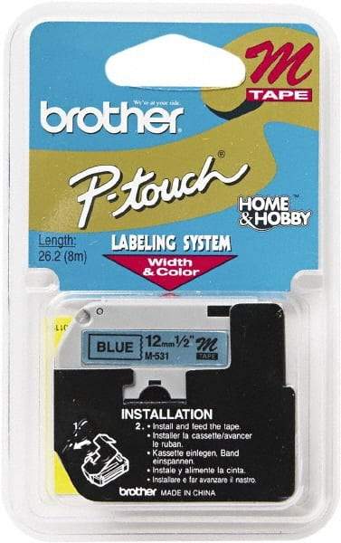 Brother - 1/2" Wide, Blue Tape Cassette - For Label Maker - Industrial Tool & Supply