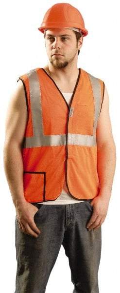 PRO-SAFE - Size 2XL High Visibility Orange Mesh Breakaway Vest - 46 to 49" Chest, ANSI 107-2004, Hook & Loop Closure, 2 Pockets, Polyester - Industrial Tool & Supply
