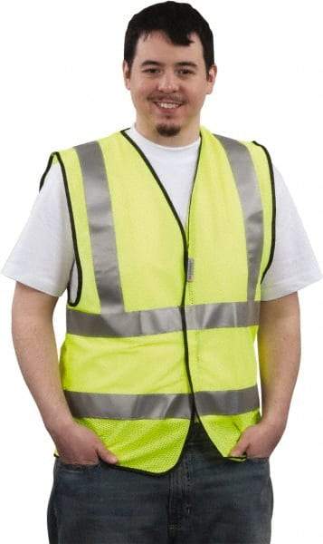 PRO-SAFE - Size 3XL High Visibility Yellow Mesh Breakaway Vest - 49 to 52" Chest, ANSI 107-2004, Hook & Loop Closure, 2 Pockets, Polyester - Industrial Tool & Supply
