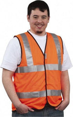 PRO-SAFE - Size L High Visibility Orange Mesh General Purpose Vest - 39 to 43" Chest, ANSI 107-2004, Hook & Loop Closure, Polyester - Industrial Tool & Supply
