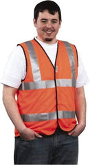PRO-SAFE - Size M High Visibility Orange Mesh General Purpose Vest - 37 to 39" Chest, ANSI 107-2004, Hook & Loop Closure, Polyester - Industrial Tool & Supply