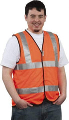 PRO-SAFE - Size XL High Visibility Orange Mesh General Purpose Vest - 43 to 46" Chest, ANSI 107-2004, Hook & Loop Closure, Polyester - Industrial Tool & Supply