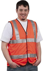 PRO-SAFE - Size 2XL High Visibility Orange Mesh General Purpose Vest - 46 to 49" Chest, ANSI 107-2004, Hook & Loop Closure, Polyester - Industrial Tool & Supply