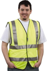 PRO-SAFE - Size L High Visibility Yellow Mesh General Purpose Vest - 39 to 43" Chest, ANSI 107-2004, Hook & Loop Closure, Polyester - Industrial Tool & Supply