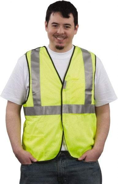PRO-SAFE - Size M High Visibility Yellow Mesh General Purpose Vest - 37 to 39" Chest, ANSI 107-2004, Hook & Loop Closure, Polyester - Industrial Tool & Supply