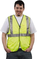 PRO-SAFE - Size XL High Visibility Yellow Mesh General Purpose Vest - 43 to 46" Chest, ANSI 107-2004, Hook & Loop Closure, Polyester - Industrial Tool & Supply