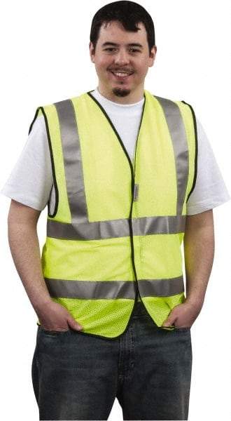 PRO-SAFE - Size 3XL High Visibility Yellow Mesh General Purpose Vest - 49 to 52" Chest, ANSI 107-2004, Hook & Loop Closure, Polyester - Industrial Tool & Supply