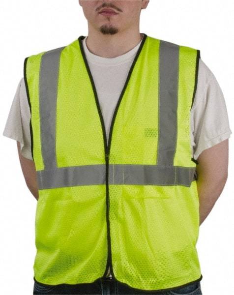 OccuNomix - Size L/XL High Visibility Yellow Mesh General Purpose Vest - 40 to 42" Chest, ANSI 107-2015, Hook & Loop Closure, 1 Pocket, Polyester - Industrial Tool & Supply