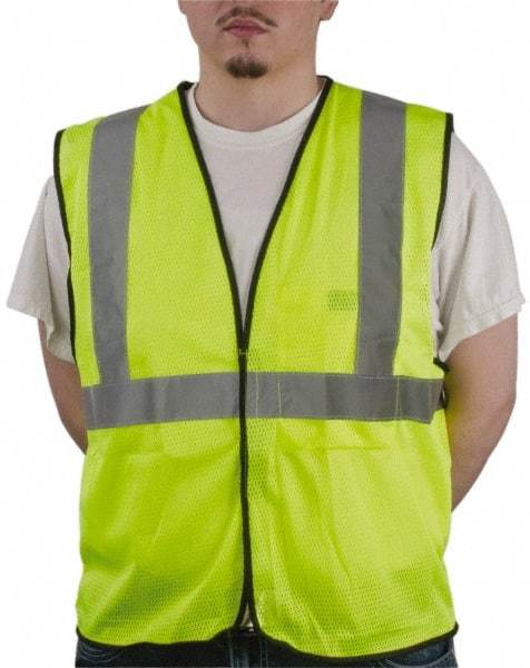 OccuNomix - Size S/M High Visibility Yellow Mesh General Purpose Vest - 36 to 38" Chest, ANSI 107-2015, Hook & Loop Closure, 1 Pocket, Polyester - Industrial Tool & Supply