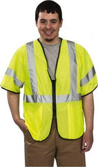 PRO-SAFE - Size 2X/3XL High Visibility Yellow Mesh General Purpose Vest - 55 to 59" Chest, ANSI/ISEA 107, Zipper Closure, 2 Pockets, Polyester - Industrial Tool & Supply