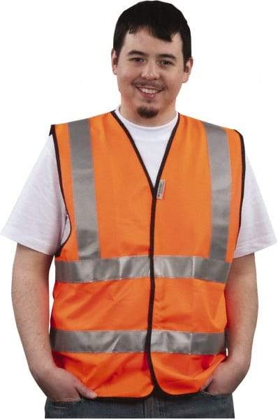 PRO-SAFE - Size XL High Visibility Orange Solid General Purpose Vest - 43 to 46" Chest, ANSI 107-2004, Hook & Loop Closure, Polyester - Industrial Tool & Supply