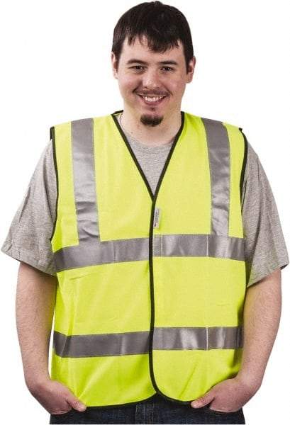 PRO-SAFE - Size 2XL High Visibility Yellow Solid General Purpose Vest - 46 to 49" Chest, ANSI 107-2004, Hook & Loop Closure, Polyester - Industrial Tool & Supply