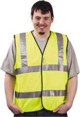 PRO-SAFE - Size 2XL High Visibility Yellow Solid General Purpose Vest - 46 to 49" Chest, ANSI 107-2004, Hook & Loop Closure, Polyester - Industrial Tool & Supply