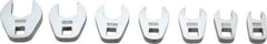 Proto - 7 Piece 1/4" Drive Open End Crowfoot Wrench Set - 7 to 14mm, with Clip Rail - Industrial Tool & Supply