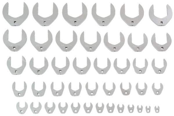Proto - 43 Piece 3/8" Drive Open End Crowfoot Wrench Set - 3/8 to 3", with Clip Rail - Industrial Tool & Supply