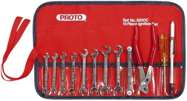 Proto - 12 Piece, 13/64" to 11/32", Ignition Wrench Set - Inch Measurement Standard, Chrome Finish, Comes in Roll Up Pouch - Industrial Tool & Supply