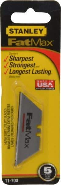 Stanley - 5 Piece High Carbon Steel Utility Knife Blade - 2-7/16" OAL, 0.024" Blade Thickness - Industrial Tool & Supply