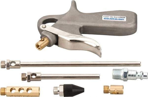 Guardair - 7 Piece Laser Pistol Grip Air Gun Kit - 1/4 Inlet, 120 Max psi, Aluminum Hose - Industrial Tool & Supply