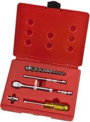 Proto - 15 Piece 1/4" Drive Full Polish Finish Socket Set - 6 Points, 3/16" to 9/16" Range, Inch Measurement Standard - Industrial Tool & Supply