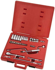 Proto - 33 Piece 3/8" Drive Full Polish Finish Deep Well Socket Set - 8, 12 Points, 1/4" to 3/4" Range, Inch Measurement Standard - Industrial Tool & Supply