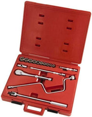 Proto - 16 Piece 1/2" Drive Full Polish Finish Socket Set - 12 Points, 7/16" to 1" Range, Inch Measurement Standard - Industrial Tool & Supply