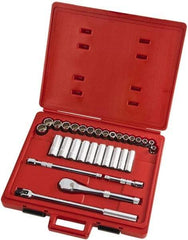 Proto - 31 Piece 1/2" Drive Full Polish Finish Deep Well Socket Set - 12 Points, 10mm to 26mm Range, Metric Measurement Standard - Industrial Tool & Supply