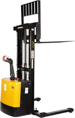 Vestil - 2,000 Lb Capacity, 62" Lift Height, Battery Powered Stacker - 2-1/4" Lowered Height, 42" Fork Length, 58" Overall Width - Industrial Tool & Supply