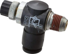 ARO/Ingersoll-Rand - 1/8" Male NPT x 1/4" Female NPT Right Angle Flow Control Valve - 0 to 150 psi & Brass Material - Industrial Tool & Supply