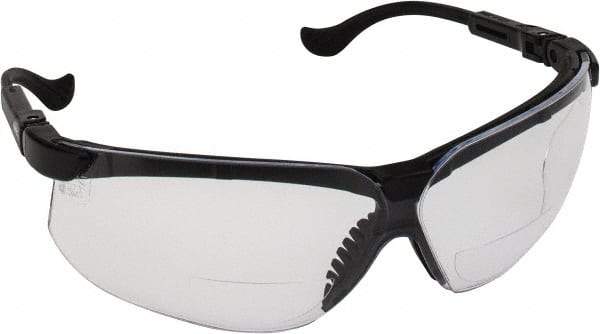 Uvex - +2, Clear Lenses, Scratch Resistant, Framed Magnifying Safety Glasses - UV Protection, Adjustable Temples, Black Polycarbonate Frame, ANSI Z87.1-2003 - Industrial Tool & Supply