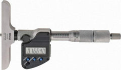 Mitutoyo - 0 to 152.4mm Range, 4" Base Length, 6 Rods, Ratchet Stop Thimble, Electronic Depth Micrometer - No Water Resistance Rating, 0.00005" Resolution, Accurate to 0.00012", 0.157" Rod Diam, SR44 Battery, Data Output - Industrial Tool & Supply