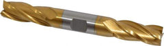 Hertel - 5/8", 1-3/8" LOC, 5/8" Shank Diam, 5" OAL, 4 Flute, High Speed Steel Square End Mill - Double End, TiN Finish, Spiral Flute, 30° Helix, Centercutting, Right Hand Cut, Right Hand Flute - Industrial Tool & Supply