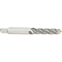 Hertel - M6x1.00 Metric Coarse, 3 Flute, 52° Helix, Plug Chamfer, Bright Finish, High Speed Steel Spiral Flute STI Tap - 2-23/32" OAL - Exact Industrial Supply