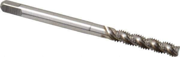 Hertel - #4-40 UNC, 3 Flute, 52° Helix, Bottoming Chamfer, Bright Finish, High Speed Steel Spiral Flute STI Tap - 2" OAL - Exact Industrial Supply