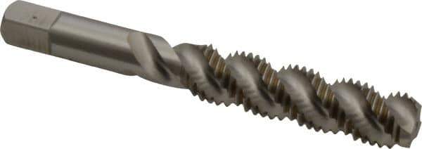 Hertel - 3/8-16 UNC, 4 Flute, 52° Helix, Bottoming Chamfer, Bright Finish, High Speed Steel Spiral Flute STI Tap - 3-3/8" OAL - Exact Industrial Supply