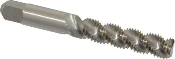 Hertel - M8x1.25 Metric Coarse, 3 Flute, 52° Helix, Bottoming Chamfer, Bright Finish, High Speed Steel Spiral Flute STI Tap - 2-15/16" OAL - Exact Industrial Supply