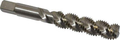 Hertel - M10x1.50 Metric Coarse, 3 Flute, 52° Helix, Bottoming Chamfer, Bright Finish, High Speed Steel Spiral Flute STI Tap - 3-3/8" OAL - Exact Industrial Supply