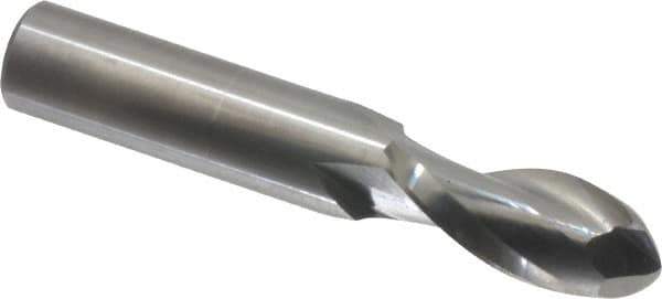Onsrud - 1/2" Cutting Diam x 1-1/8" Length of Cut, 2 Flute, Upcut Spiral Router Bit - Uncoated, Right Hand Cut, Solid Carbide, 3" OAL x 1/2" Shank Diam, Ball End Taper, 30° Helix Angle - Industrial Tool & Supply