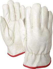 MCR Safety - Size S Grain Cowhide Work Gloves - For Work & Driver, Uncoated, Slip-On Cuff, Brown, Paired - Industrial Tool & Supply