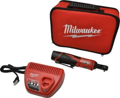 Milwaukee Tool - 1/4" Drive 12 Volt Inline Cordless Impact Wrench & Ratchet - 250 RPM, 30 Ft/Lb Torque, 1 Lithium-Ion Battery Included - Industrial Tool & Supply