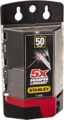 Stanley - 50 Piece Carbide-Tipped Utility Knife Blade - 61mm OAL, 0.022" Blade Thickness - Industrial Tool & Supply