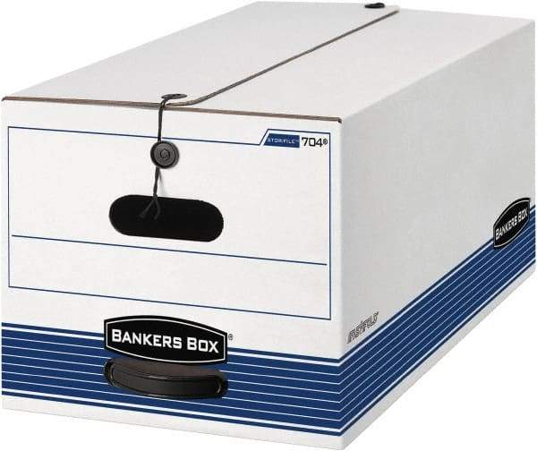 BANKERS BOX - 1 Compartment, 12 Inch Wide x 24 Inch Deep x 10 Inch High, File Storage Box - 1 Ply Side, 2 Ply Bottom, 2 Ply End, White and Blue - Industrial Tool & Supply