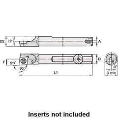 Kennametal - 6.91mm Min Bore Diam, 150mm OAL, 6mm Shank Diam, E-SCLD Indexable Boring Bar - CD.. S4T002 Insert, Screw Holding Method - Industrial Tool & Supply