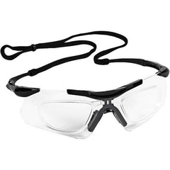 KleenGuard - Clear Lenses, Frameless Safety Glasses - Anti-Fog, Scratch Resistant, Black Nylon Frame, Size Universal, Wrap Around - Industrial Tool & Supply